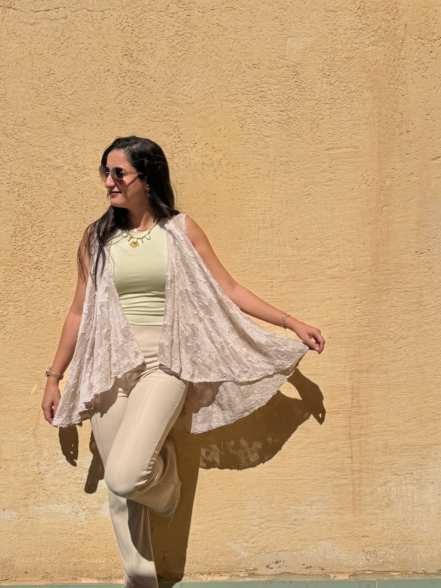 Beige Linen Vest