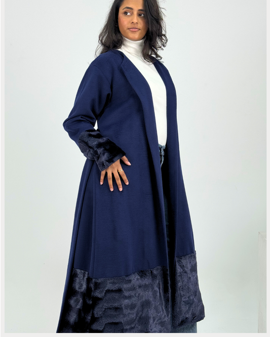 Navy Fur Coat