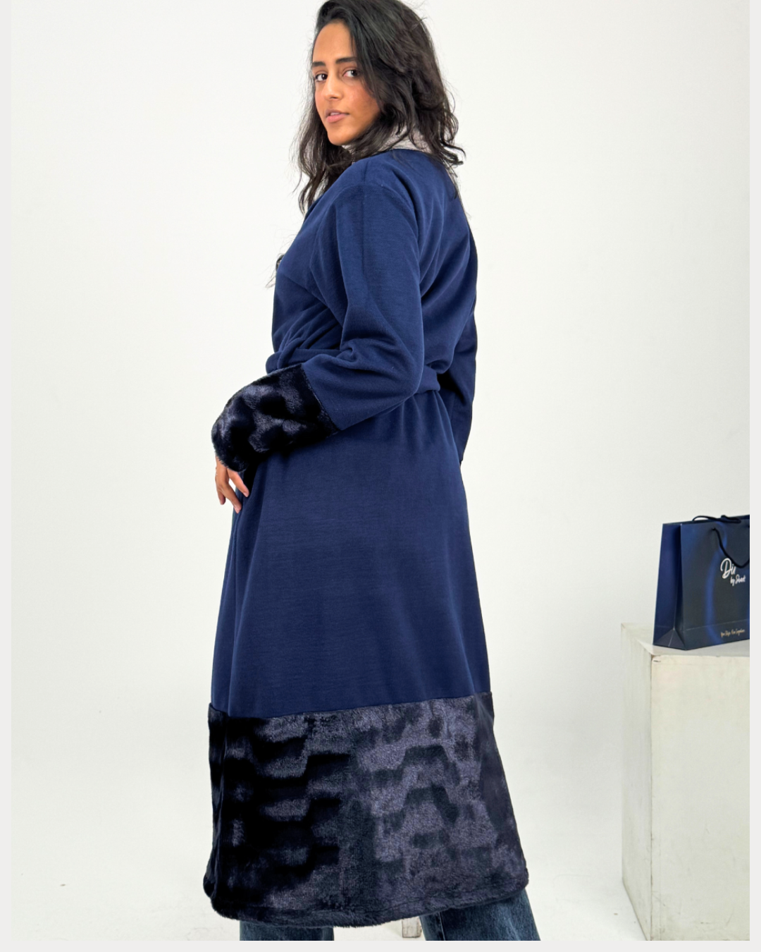 Navy Fur Coat