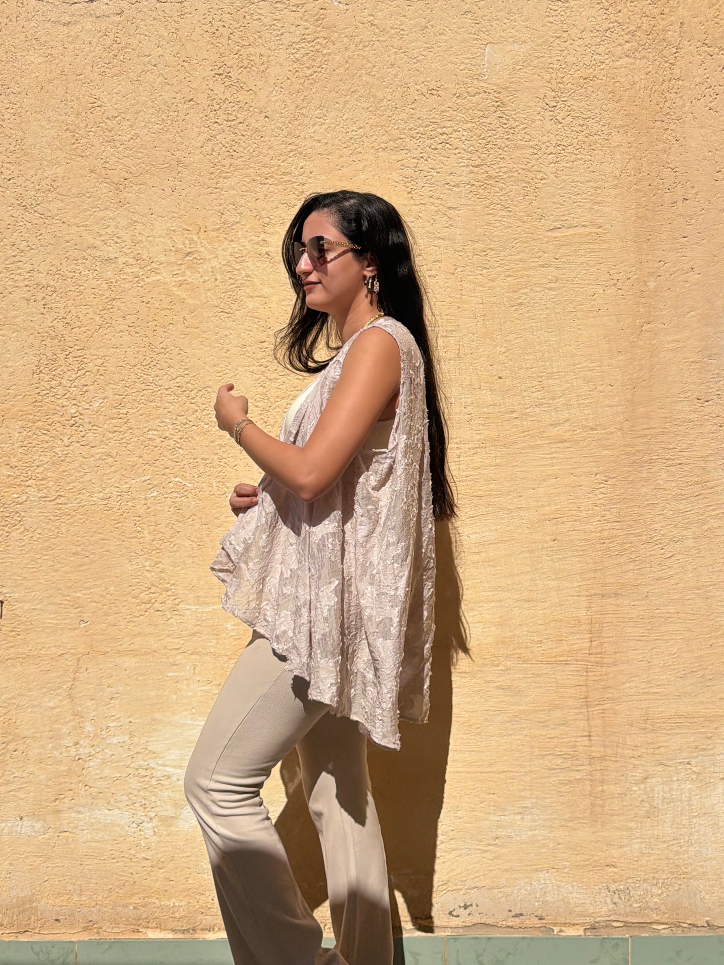 Beige Linen Vest