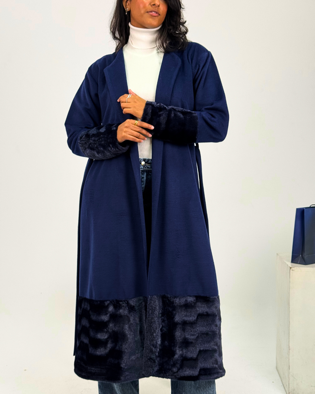 Navy Fur Coat