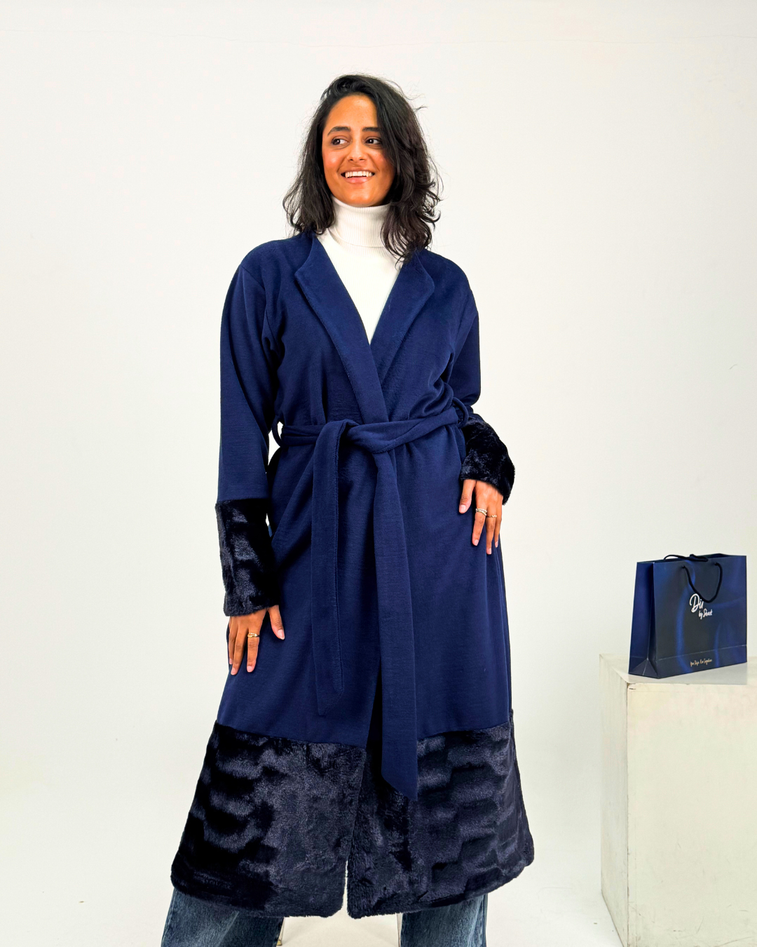 Navy Fur Coat