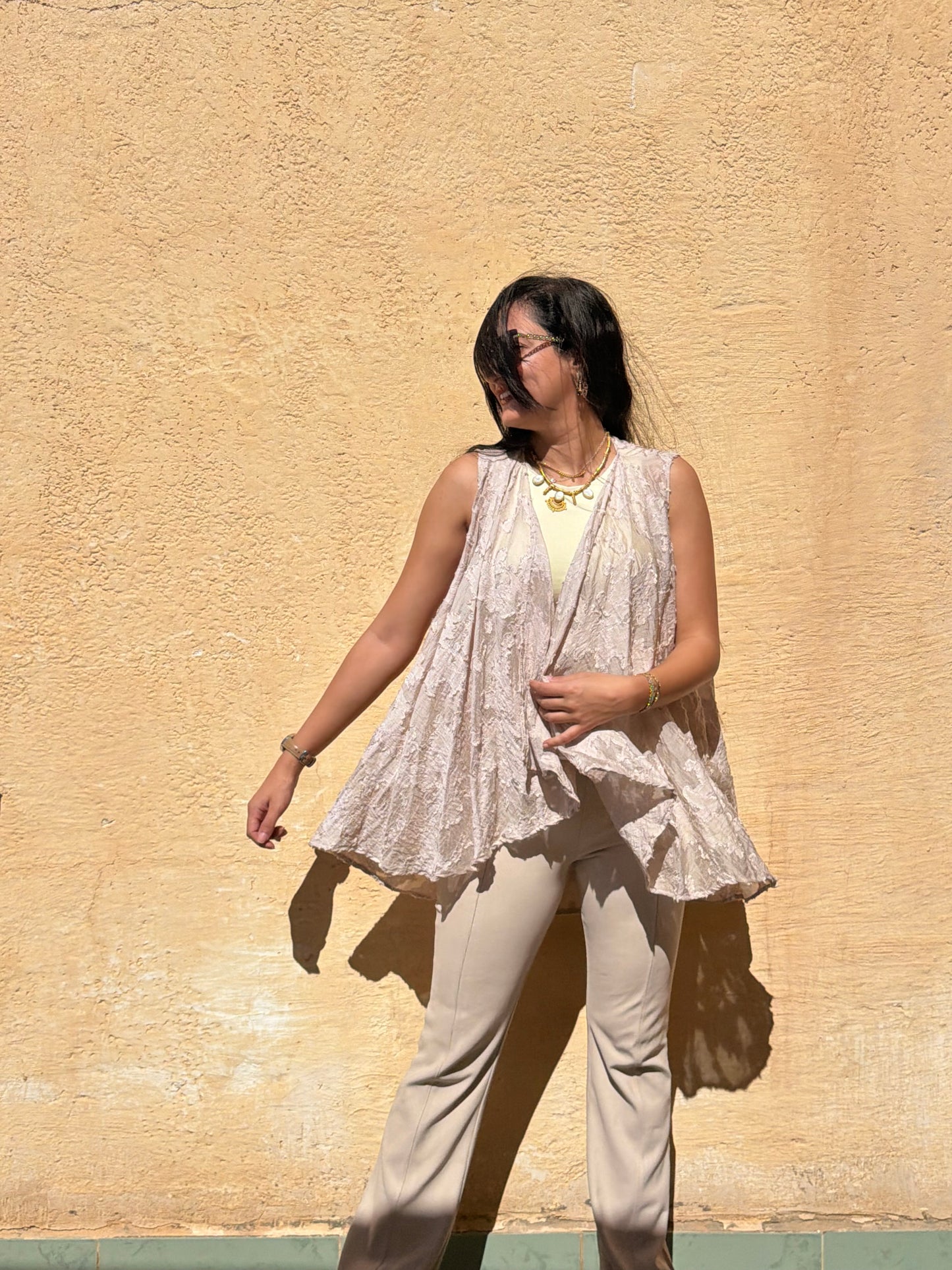 Beige Linen Vest