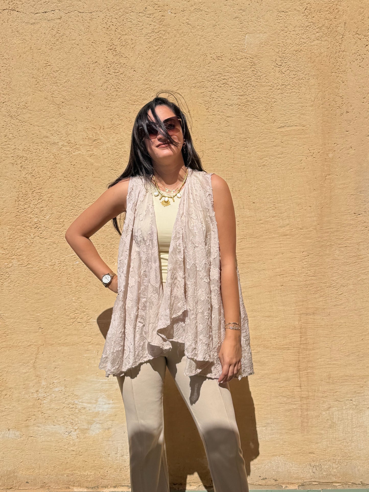 Beige Linen Vest