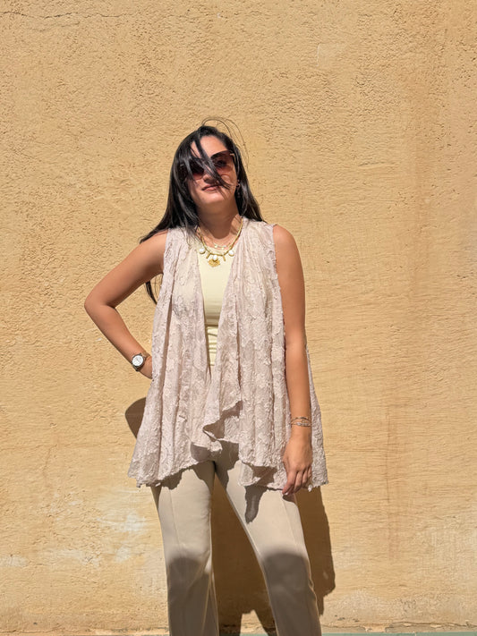 Beige Linen Vest