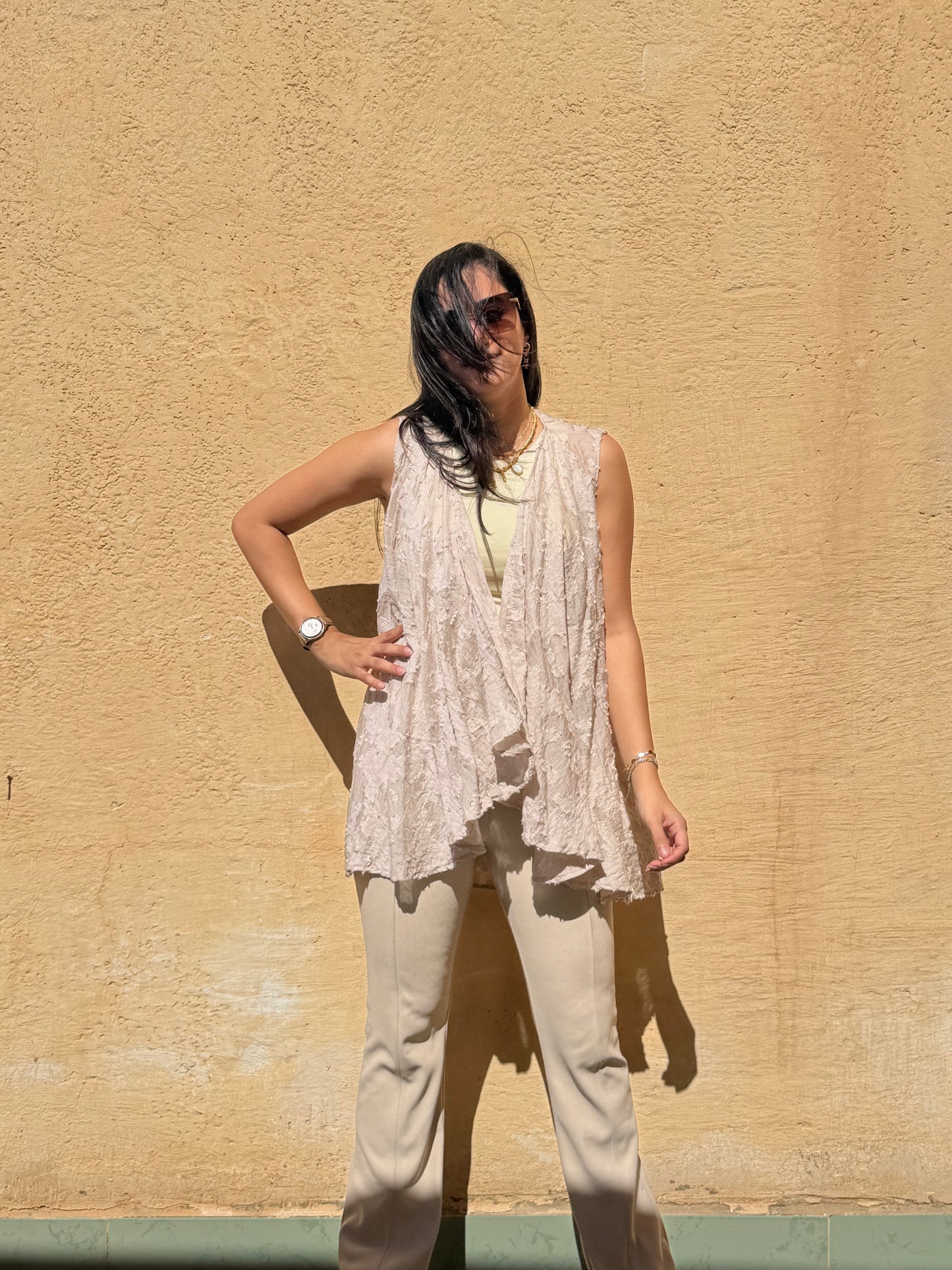 Beige Linen Vest