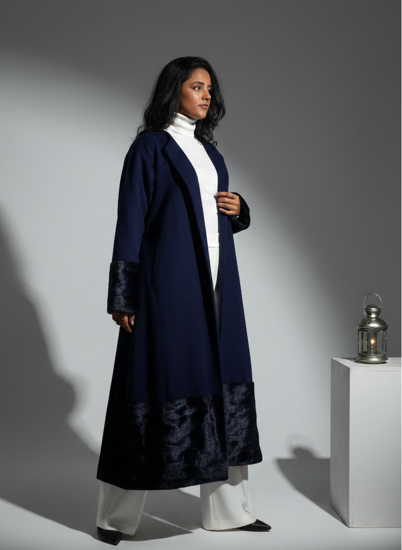Navy Fur Coat