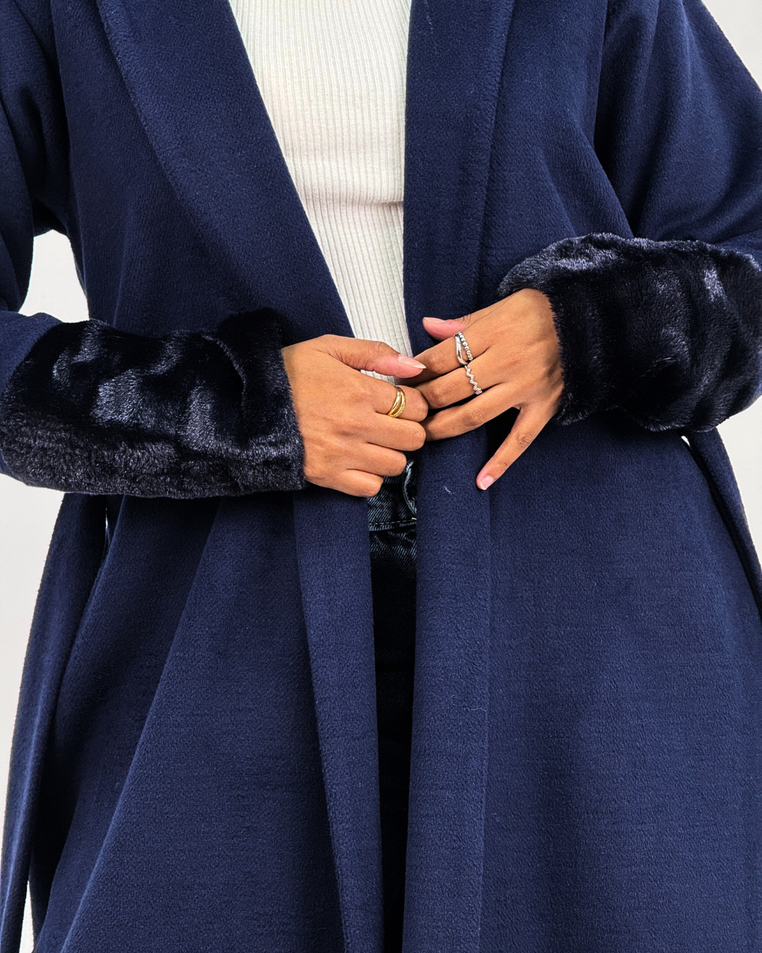 Navy Fur Coat