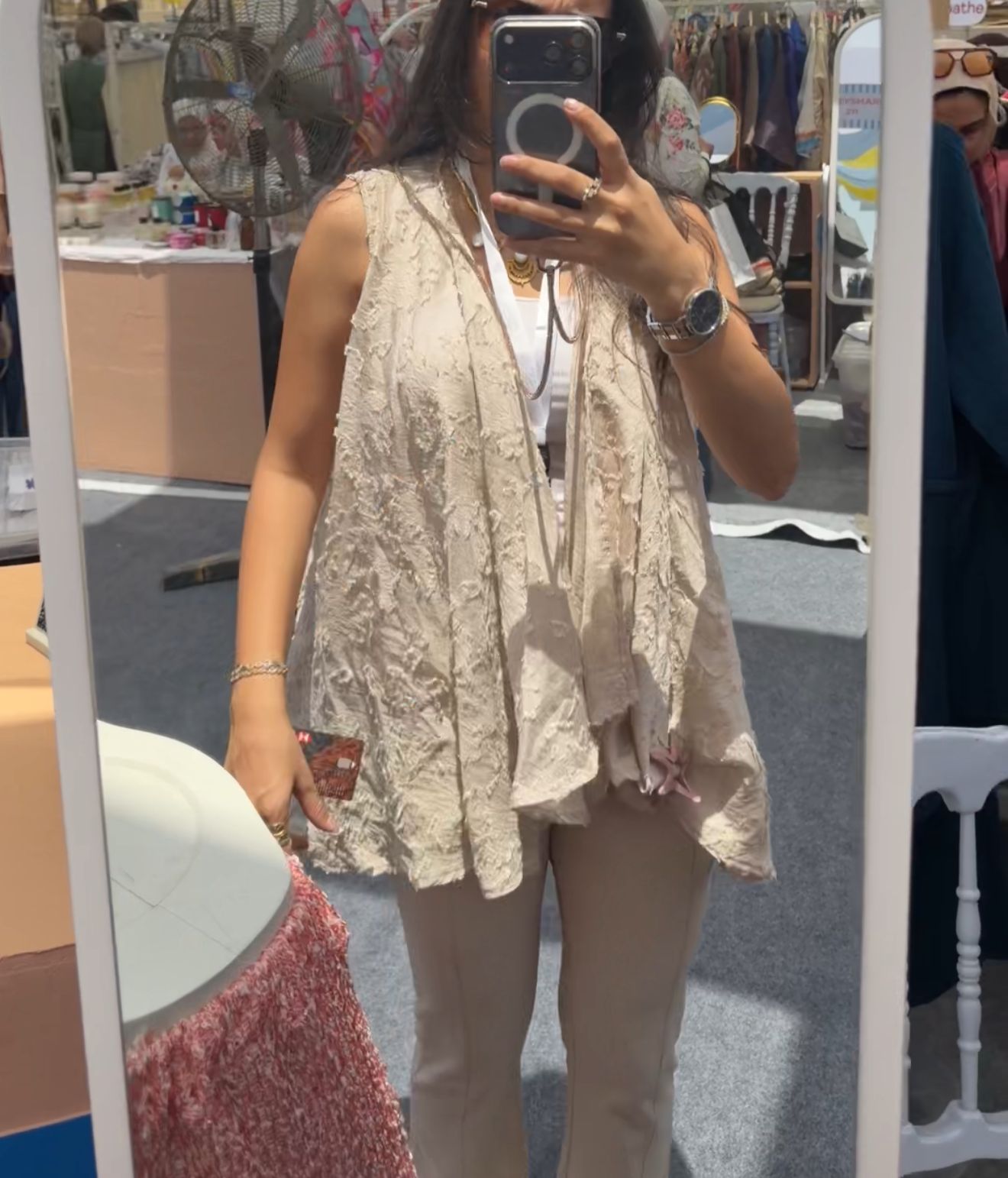 Beige Linen Vest